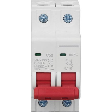 DC 2P 50A Leistungsschalter für Photovoltaik-Solaranlagen, DIN-Schienenmontage, DC 1000V, Abschaltvermögen 6000A, Modell DZ47-63Z C50. (1/5)