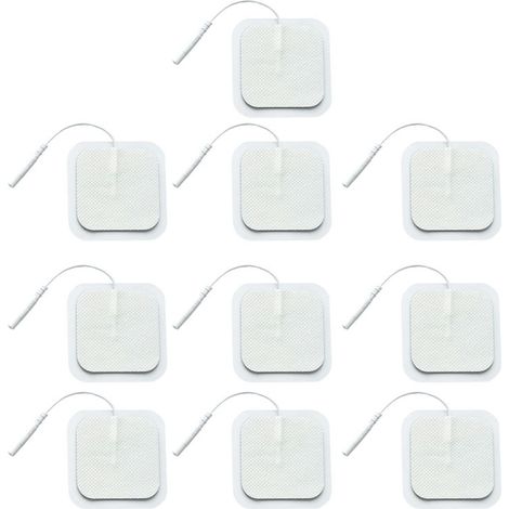 10 électrodes de massage 2 en 1, rechange avec connecteur à broche 2mm, patchs musculaires réutilisables pour électrothérapie (1/5)