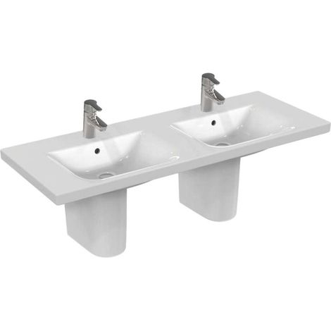 Lavabo doppio da mobile CONNECT 1300 x 490 x 170 mm foro per rubinetteria perforato al centro, bianco IDEAL STANDARD (1/4)
