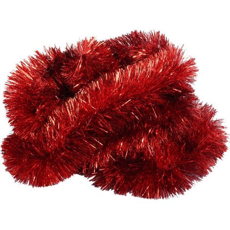 Catena per albero di Natale di alta qualità, realizzata in lamina metallizzata sottile di colore rosso, lunga 2,7 m. (1/2)