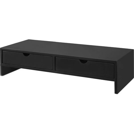 SoBuy BBF02-SCH Monitor Bildschirm Ständer Monitorerhöhung Bildschirmerhöher Monitorständer mit 2 Schubladen Schwarz BHT ca.: 47x11x18cm