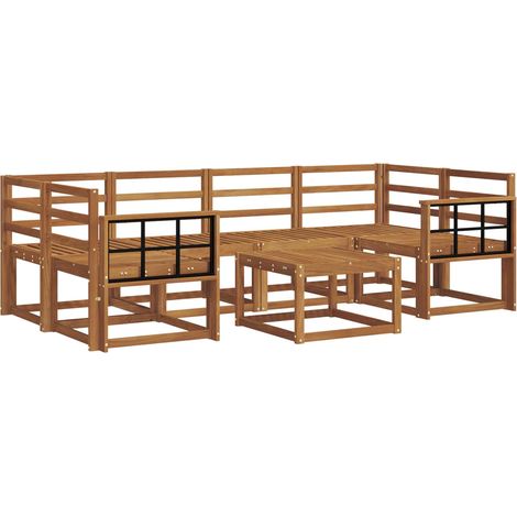 Conjunto de sofás de exterior 7 uds. Natural vidaXL (1/5)