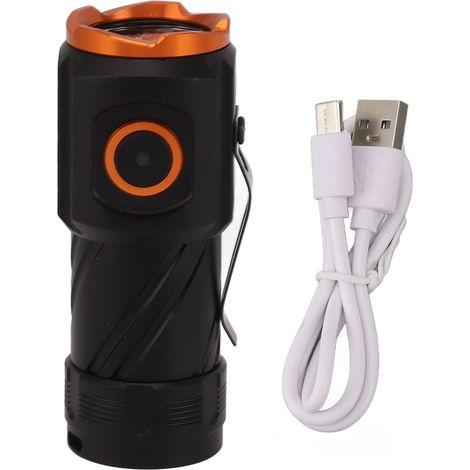 Ortviai Mini Torche LED Rechargeable USB 10000 lm, 5 Modes, Étanche, Aluminium, Poche Compacte pour Camping et Randonnée