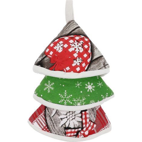 Lot de 3 couvre-casseroles triangulaires en coton, anti-brûlures.-12x9cm (1/4)