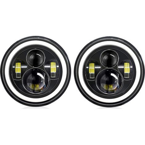 7-Zoll-LED-Scheinwerfer und Tagfahrlicht für Autos, IP67 wasserdichte H4-Scheinwerfer, geeignet für 9-30V Fahrzeuge, Autos und Motorräder (2er-Set) (1/5)