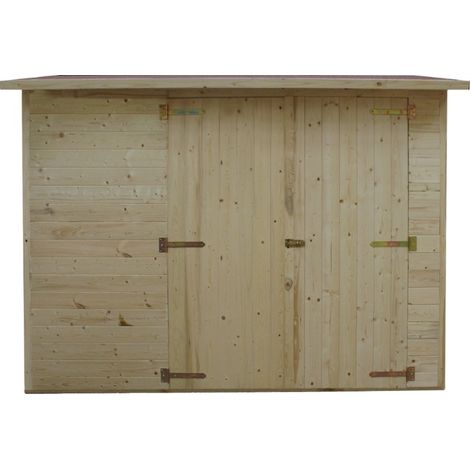 Casetta addossata mis. 318 x 117 cm - 2 Porte | Con Pavimento|impermeabilizzante Ardesia Rossa
