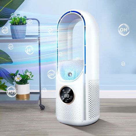 Ventilateur sur pied Ventilateur colonne oscillant Sans Lame 6 vitesses blanc (1/5)