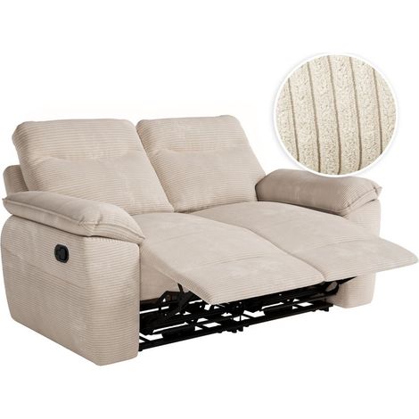 Loungitude – Canapé de relaxation manuel 2 places en velours côtelé – Longueur 260 cm – Confort ajustable – Fabrication européenne