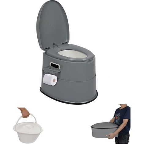 Nachttopf für Erwachsene. Abnehmbare Campingtoilette mit Toilettenpapierhalter. (1/5)