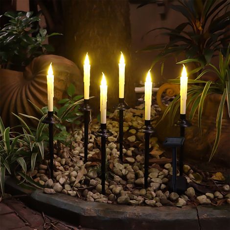 Bougie Solaire - Bougie LED Taper Rechargeable Par Énergie Solaire - Pour Extérieur Jardin Fenêtre Décoration Noël - Lot De 6 (1/5)