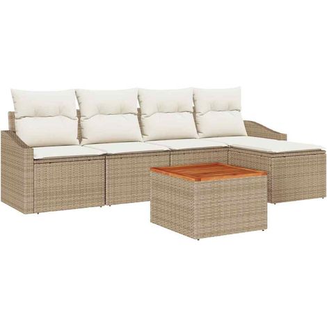 Maison Exclusive - Set Divano da Giardino con cuscino 6 pcs Beige polyrattan (1/5)