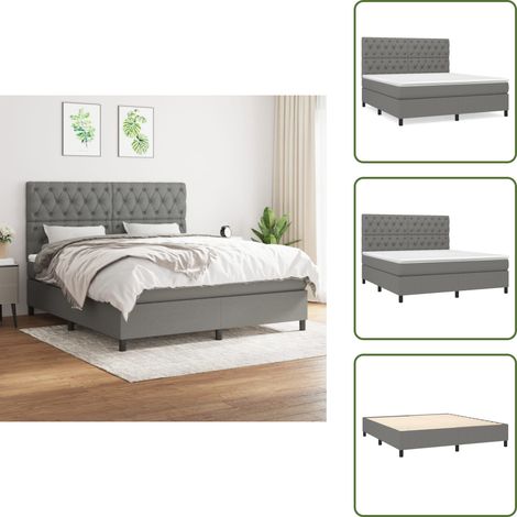 Boxspringbett mit Matratze Dunkelgrau 160x200 cm Stoff - Boxspringbett - Doppelbett - Bettenrahmen - Matratze - Nachttisch (1/5)