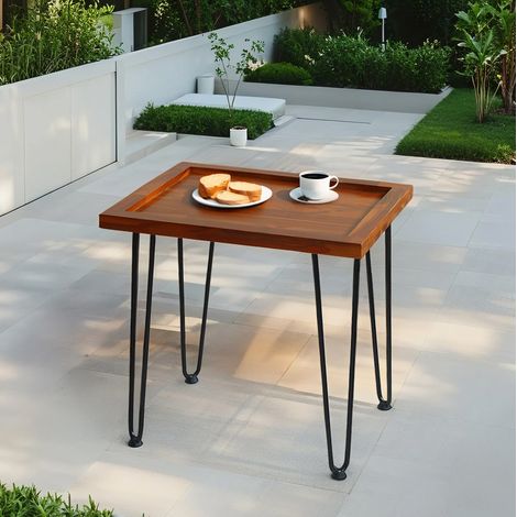 Tavolino basso fisso 55,7x44,7x52,9 cm in legno naturale, multifunzione per soggiorno FloraGrace (1/5)