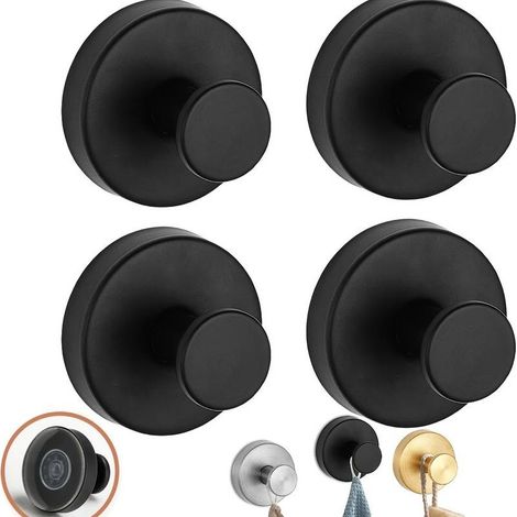 Set mit 4 Bauchhaken ohne Bohren, 6,8 kg – Wasser-/rostbeständig, mattschwarz, für glatte Oberflächen in Bad und Küche