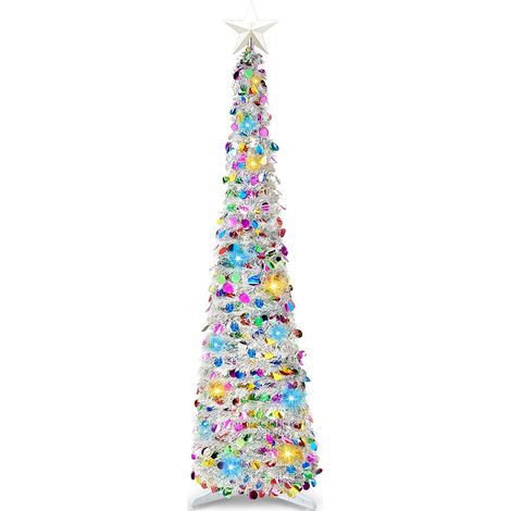 Albero Natale sottile LED pieghevole 1.5m Bianco Colorato (1/5)