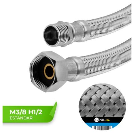 Tuyaux standard en acier inoxydable M3/8 H1/2 de 20 cm, lot de 10 (1/4)
