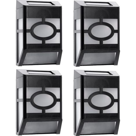 Lot de 4 Lampes Solaires LED Murales Étanches pour Terrasse Extérieure en Noir Lumière Chaude Vintage (1/5)