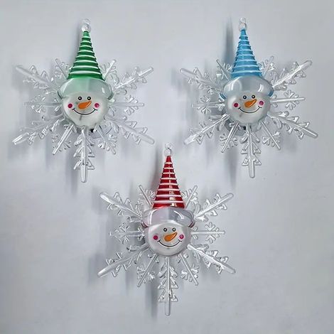 Lampe LED ACKERMAN bonhomme de neige avec flocon de neige et ventouse pour plafond et chevet, veilleuse lumineuse pour décoration de Noël (1/5)