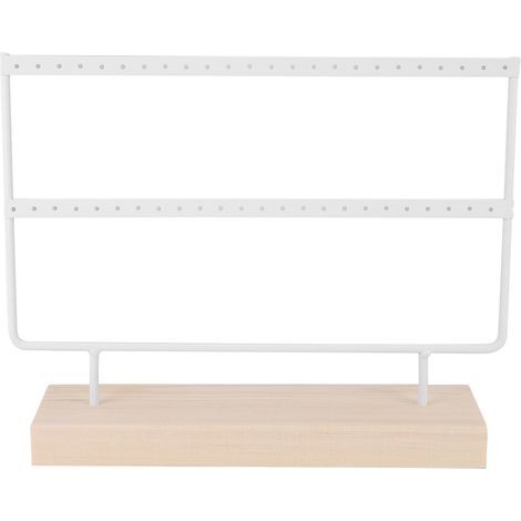 46 trous en métal porte-bijoux boucles d'oreilles collier présentoir cintre rangement organisateur blanc (1/5)