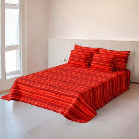 COPRILETTO Trapuntato FIOCCO © STRIPE Rosso Bordeaux Made in Italy MATRIMONIALE 2 PIAZZE