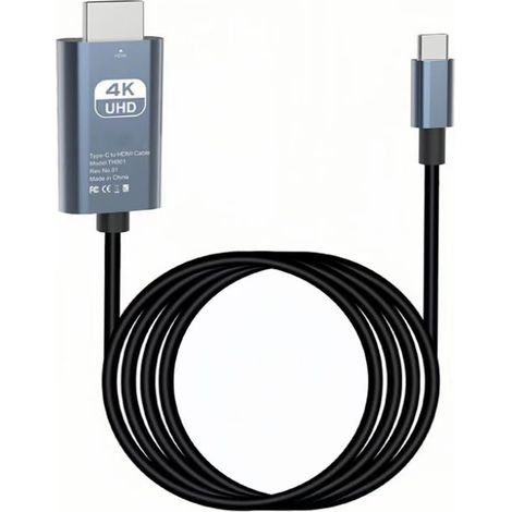 Câble en cascade USB-C vers HDMI (4K 60 Hz) 1,8 m - Adaptateur 4K pour téléphones portables, tablettes, Switch et consoles de jeux (1/3)