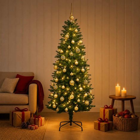 vidaXL Artificial Christmas Tree with Bauble 150 cm 150 LEDs (1/5)