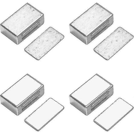 Loquet magnétique pour porte de placard, aimant auto-adhésif en acier inoxydable, sans perçage, aimant puissant pour placard, cuisine, porte de douche, lot de 4, Si (1/5)
