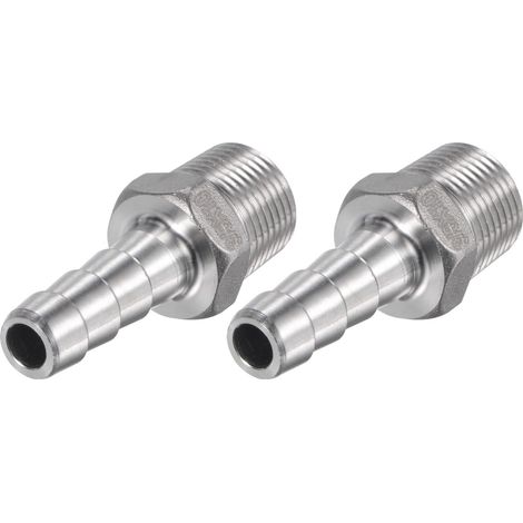 Raccord Cannelé Tuyau Barbillon 10mm OD x 3/8PT Paquet 2 (1/5)