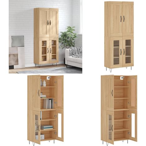 Highboard Sonoma-Eiche 69,5x34x180 cm Holzwerkstoff - Holzwerkstoff Schrank - Stauraum Schrank (1/5)