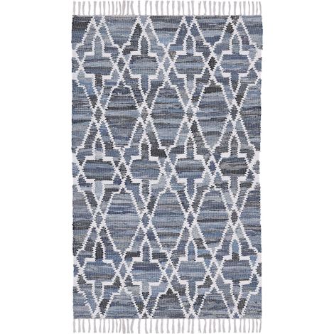 Teppich ADIYAMAN Blau 140 x 200 cm Baumwolle