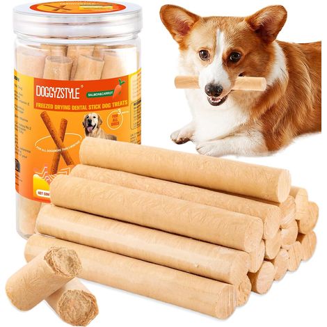 100g Salmon Sticks for Dogs,Bâtonnets De Saumon pour Chiens,Saumon Et Carottes,Facile À Digérer,Gâterie pour Chien Riche en Protéines,Rafraîchit L’haleine Saine,pour Toutes Les Races (1/5)