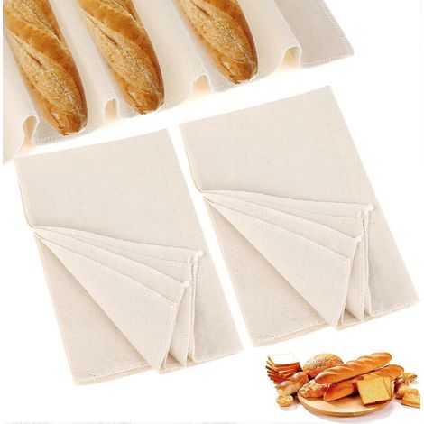 Lot de 2 toiles de fermentation professionnelles pour pain (3648 cm), en lin, idéales pour la préparation et la cuisson de la pâte à baguette. (1/5)