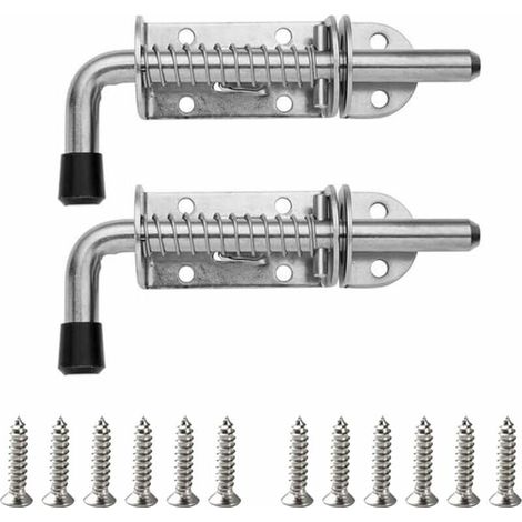 Serrure à ressort en acier inoxydable – Lot de 2 – Installation facile avec trous de montage pré-percés – Revêtement antirouille (1/5)