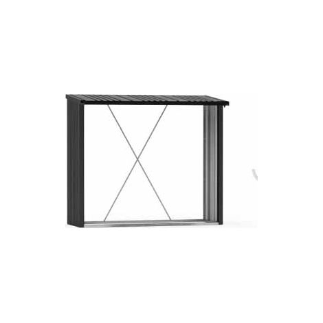 LEÑERO CASETA METALICA BIOHORT JARDIN WOODSTOCK 300 COLOR GRIS OSCURO (1/4)