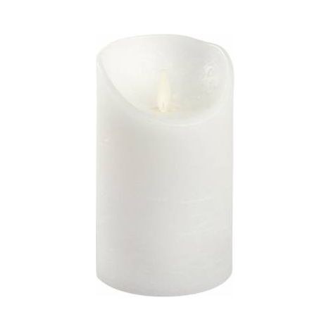 Bougie LED en cire naturelle Blanche à piles Flamme vacillante H12cm Timer Blanc chaud Lotti (1/5)