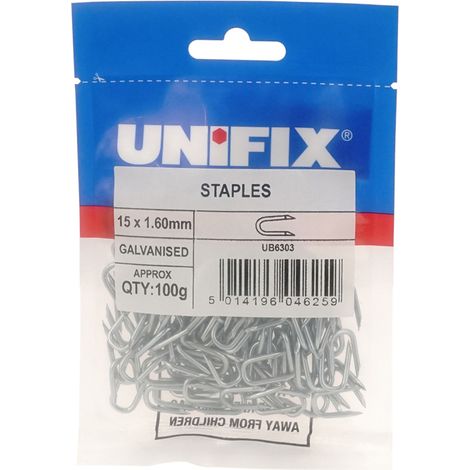 Unifix Galv Staples 25 x 2.65mm - Box of 5 (1/2)