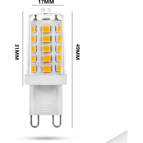 Ampoule LED G9 5W, 500LM, équivalen 50W halogène, Blanc chaud 3000K, 220-240V, CRI 85, NON-Dimmable, Économie d'énergie, Base en céramique, Culot G9 Standard, Lot de 4 [Classe énergétique F]