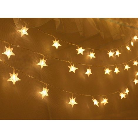 Guirlande Lumineuse Étoiles Flocons De Neige - Fil Cuivre Flexible - Décoration Intérieure Extérieure - Pour Mariage Fête Jardin Salon - 10 Pièces