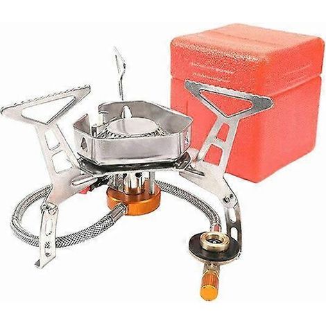 Réchaud de camping portable et résistant au vent avec brûleur à gaz, pagaie et brûleur à butane. Équipement de camping durable et portable. (1/5)