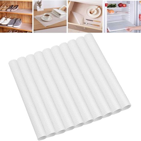 Lot de 10 Tapis De Réfrigérateur, Antibactérien Antifouling Non Slip Frigo Mat, DIY Armoire Mat Chaussures Mat Table Mat Tapis de Tiroir, Lavable, (29x45cm, Blanc Transparent) (1/5)