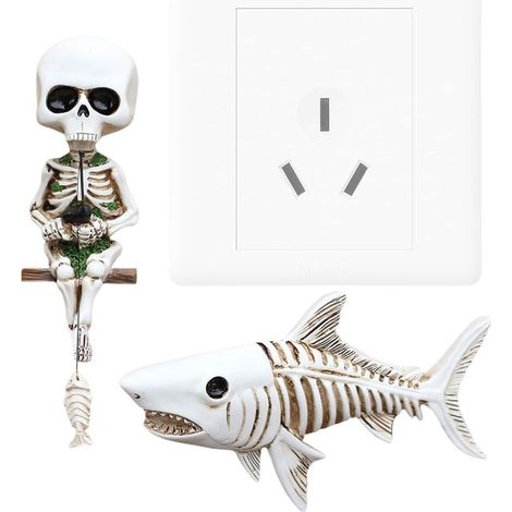 Squelette de pêche Halloween - En fonte dure - Sculpture de requin - (1/5)