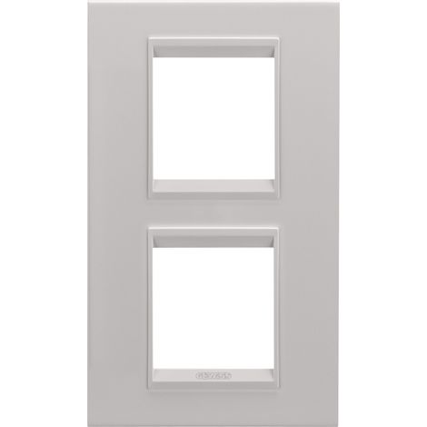 PLAQUE LUX 2+2P V MÉTAL BEIGE NATUREL GEWISS GW16224XL (1/2)