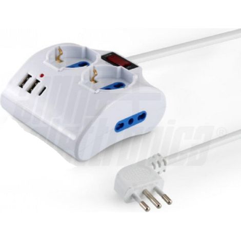 Multipresa da tavolo con 2 prese Universali 1 bipasso 2 USB A e 1 USB C (1/3)