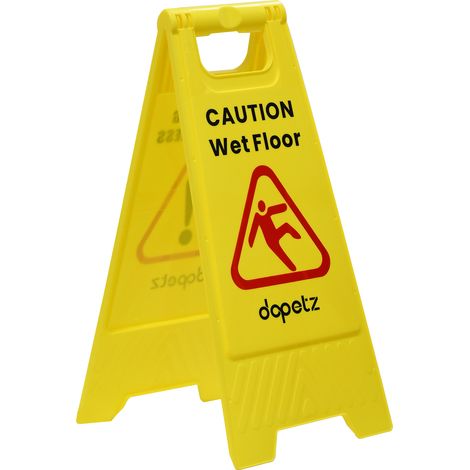 Dapetz ® Warning Caution Wet Floor Sign Yellow 295 x 610mm Cleaning In Progress Floor Sign Slip Warning Cone Hazard For Commercial & Business Use (1/5)