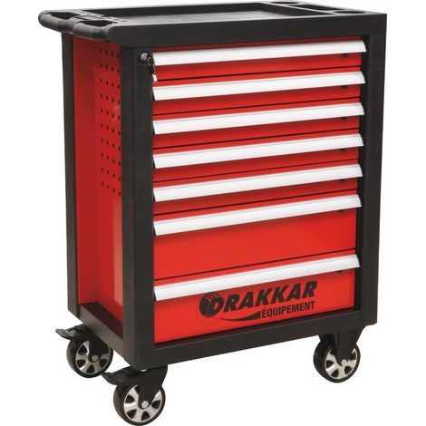 Werkzeugwagen mit 7 Schubladen rot (97cm) ohne Zubehör DRAKKAR EQUIPEMENT - 09217