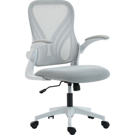 Ergonomischer Bürostuhl, graues Netzgewebe, verstellbare Rückenlehne, verstellbare Armlehnen, 73 x 62 x 101–111 cm