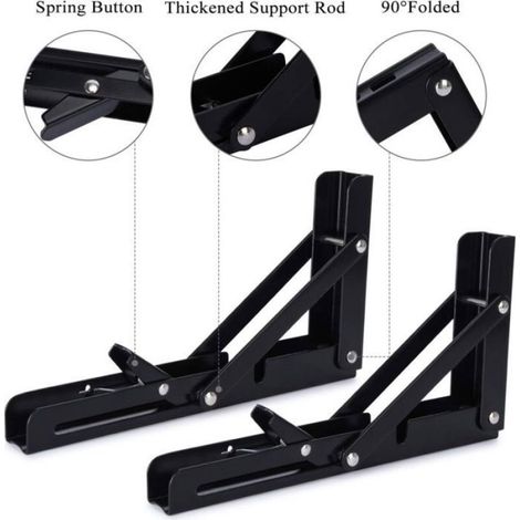 – Support console pliable pour étagère murale – Acier haute qualité – Longueur 400mm – Charge 80kg – Conception pliable pour ra