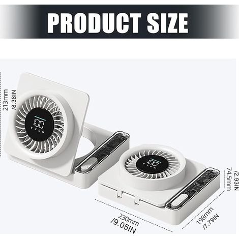 Ventilatore da Tavolo Portatile con Batteria 2000mAh – 5 Velocità, Timer LED, Silenzioso – Design Moderno Elegante – Ideale per Ufficio e Camera da Letto (1/4)