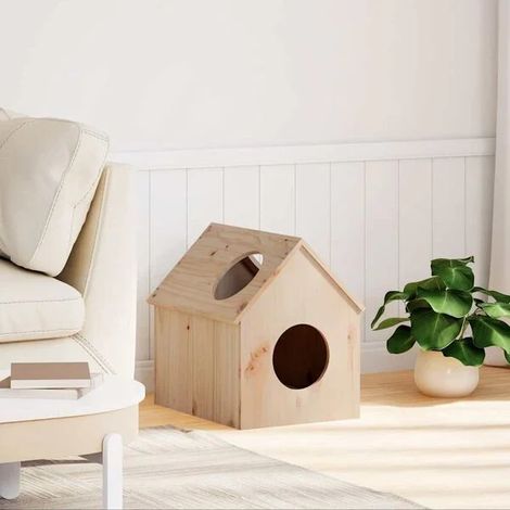Niche pour chat, 41 x 50 x 50 cm, en pin massif (1/4)