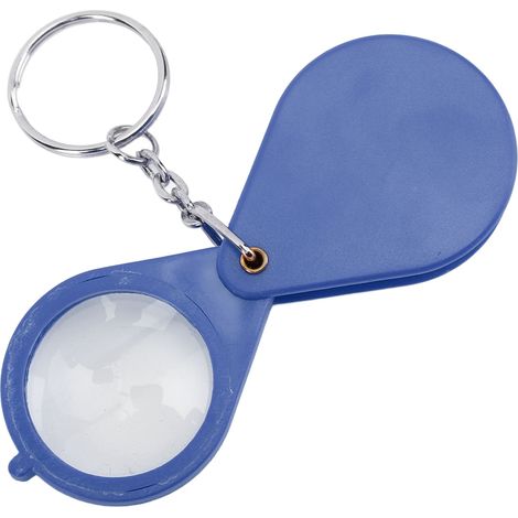 Porte-clés loupe 10X grossissement pliable portable mini loupe avec anneau porte-clés pour lecture extérieure bleu (1/5)